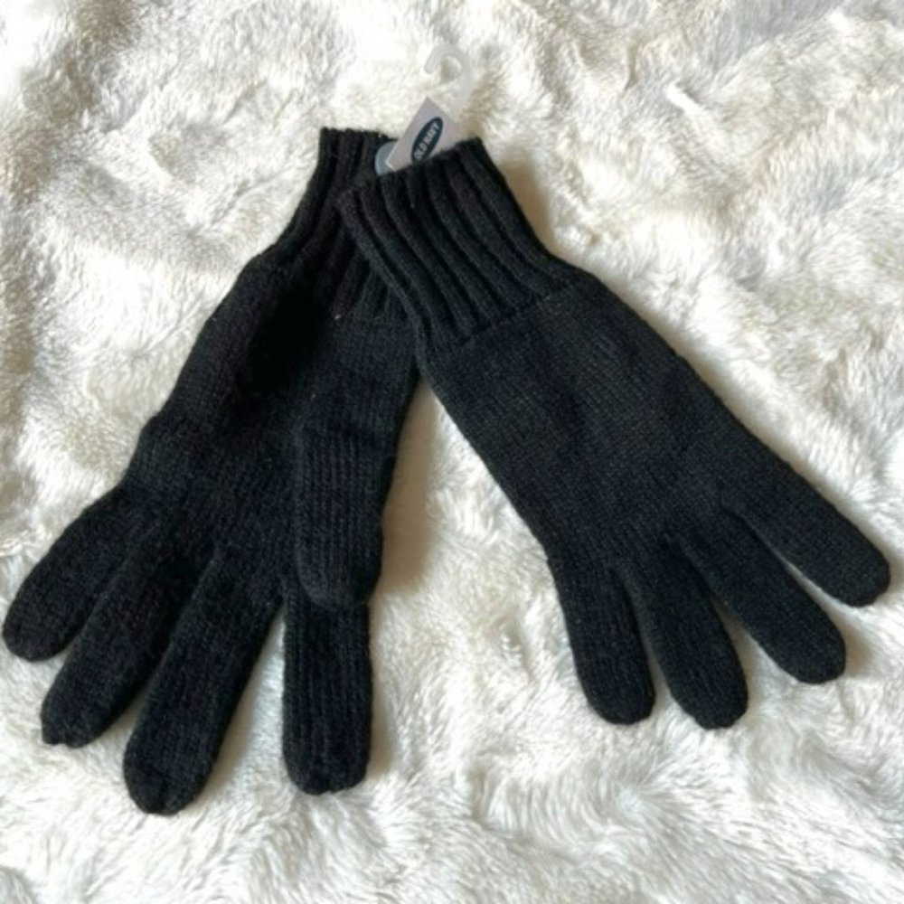$10 ADD ON Old Navy Black Knit Gloves Ladies One Size NWT Unlined Stretch